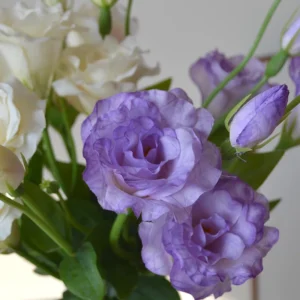 Close-up of purple artificial lisianthus stem