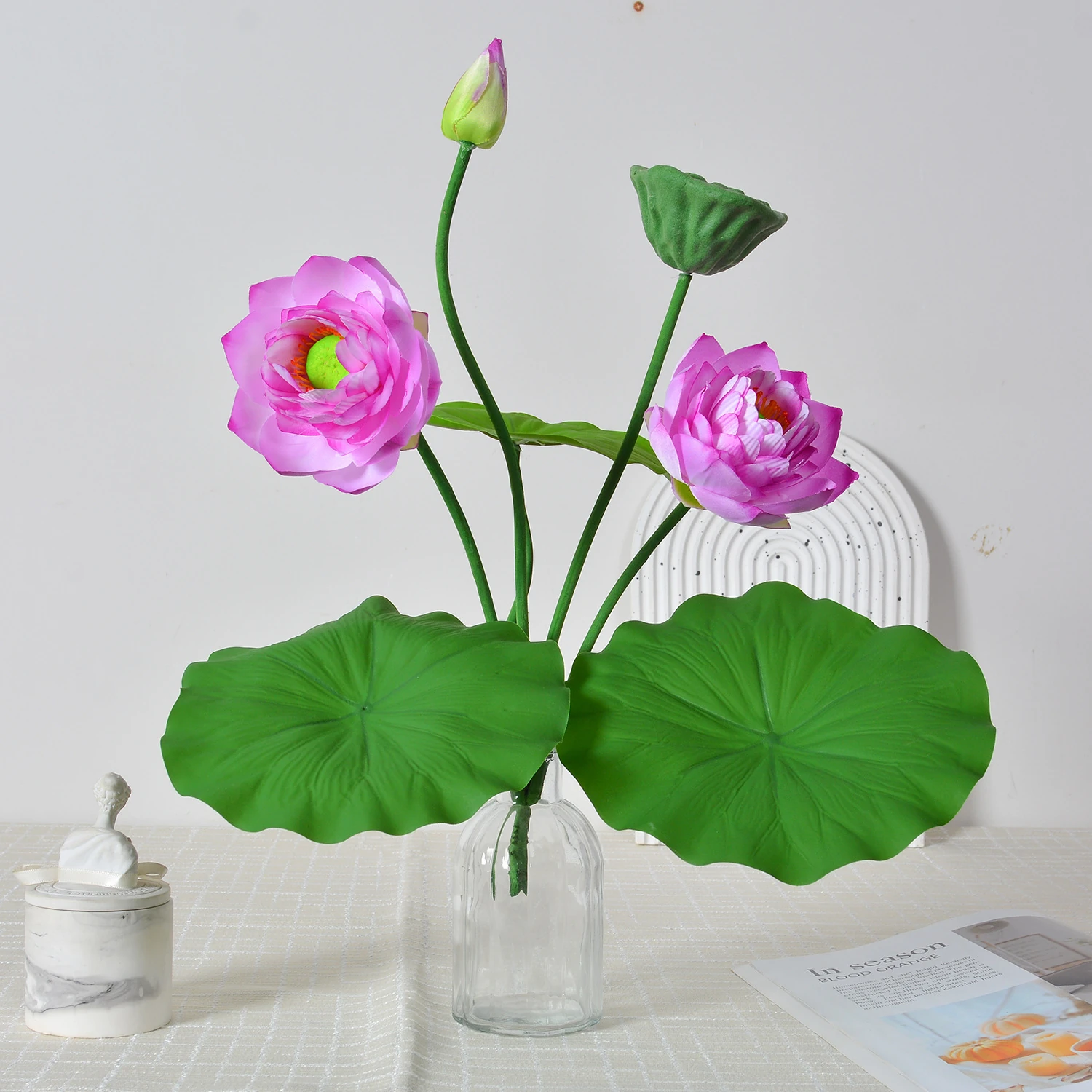 Purple artificial lotus flower bush
