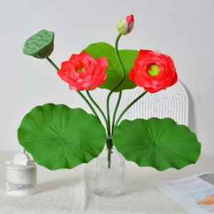 Red artificial lotus flower bush
