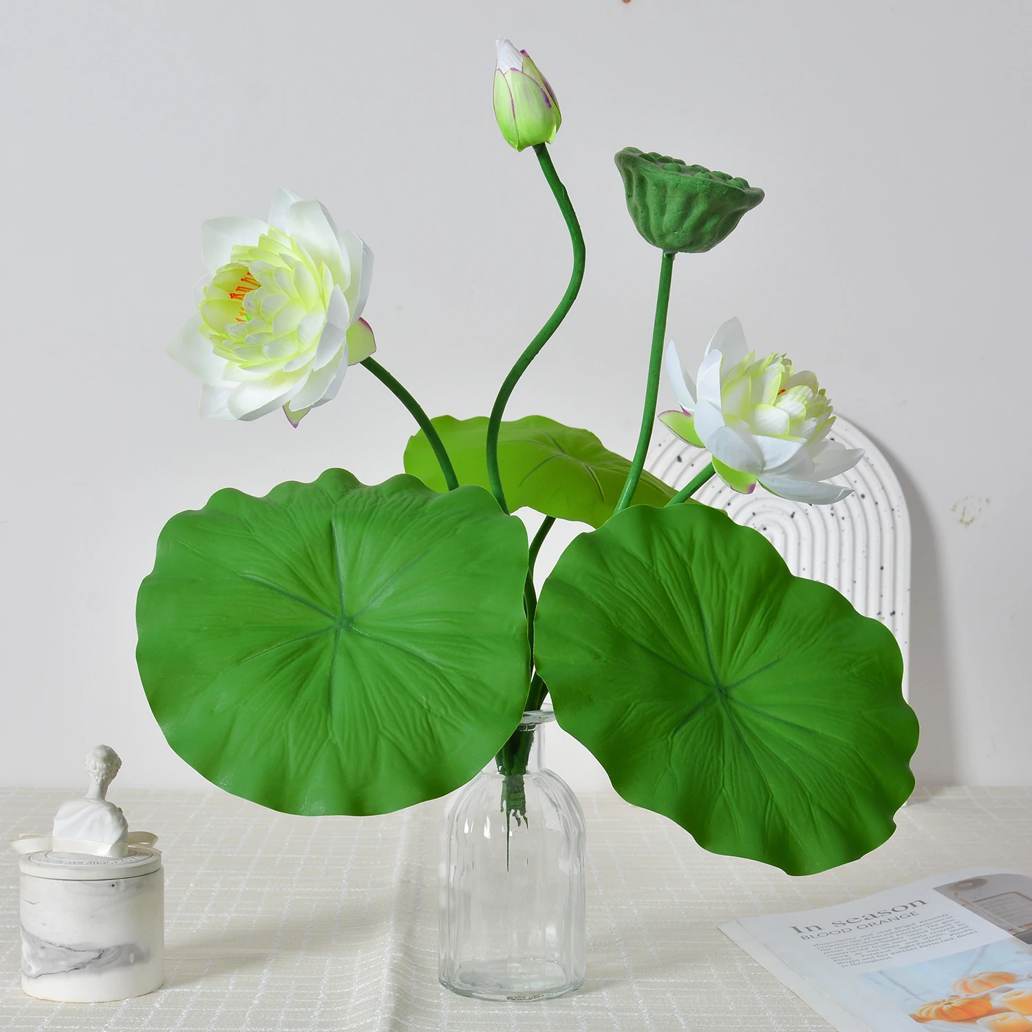 White artificial lotus flower bush