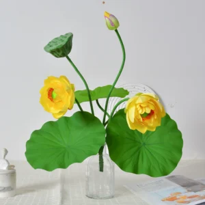 Yellow artificial lotus flower bush