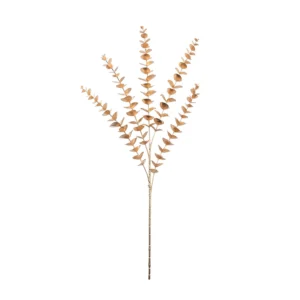 Gold artificial metallic eucalyptus spray with five branches, 74 cm