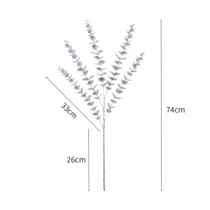 Size diagram for 74 cm silver artificial metallic eucalyptus spray