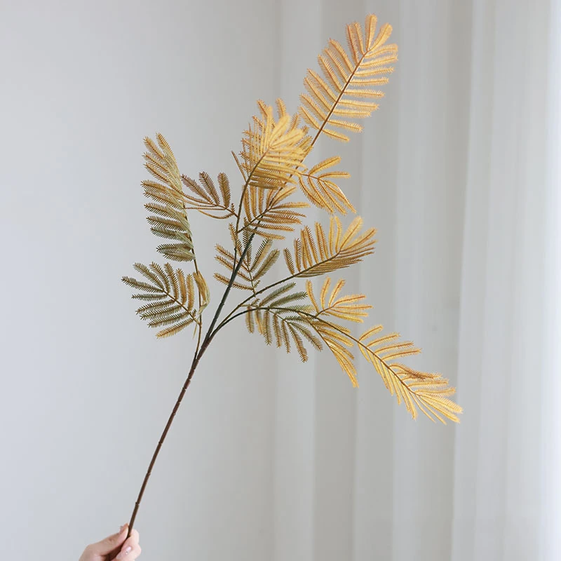 Champagne Gold artificial mimosa leaf spray
