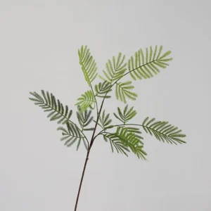 Alternate view of dark green artificial mimosa leaf spray