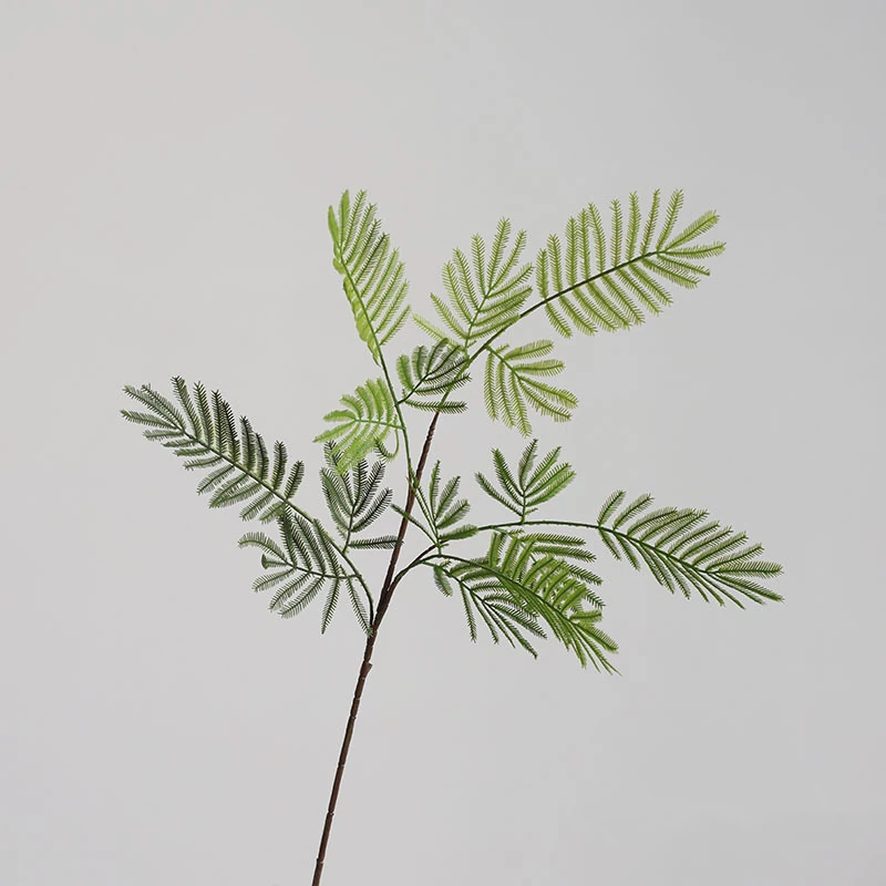 Alternate view of dark green artificial mimosa leaf spray