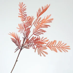 Orange artificial mimosa leaf spray
