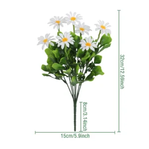 Specification diagram for white artificial mini daisy flower bush