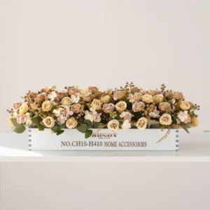 tan artificial mini rose flower box centerpiece