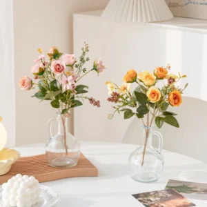 Artificial Mini Rose Mixed Flower Bouquet displayed for vases