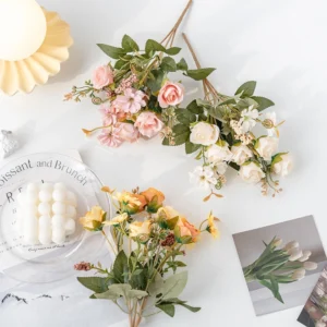 Available colors for artificial mini rose mixed flower bouquet