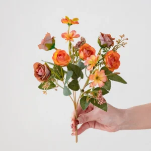 Alternate view of orange artificial mini rose mixed flower bouquet