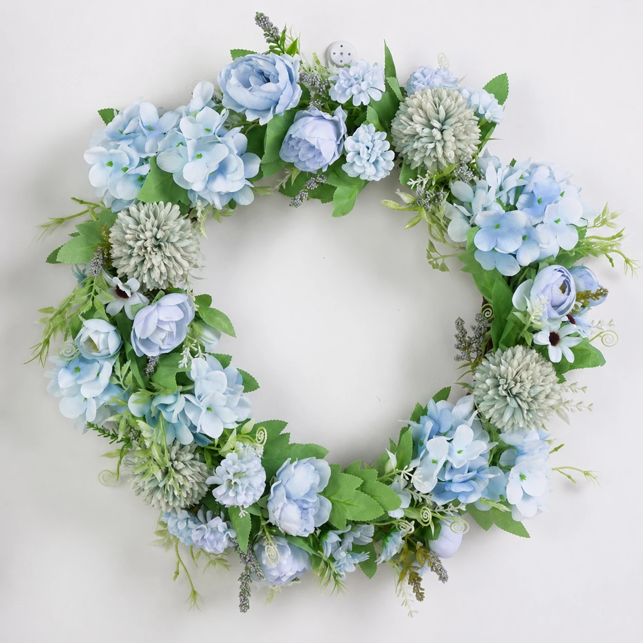Blue artificial Mixed Flower Wreath, 40 cm