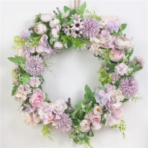 Lavender artificial Mixed Flower Wreath, 40 cm