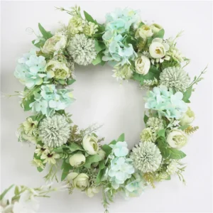 Mint Green artificial Mixed Flower Wreath, 40 cm