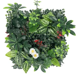 Dark Leaf White Flower Mix artificial mixed green wall panel