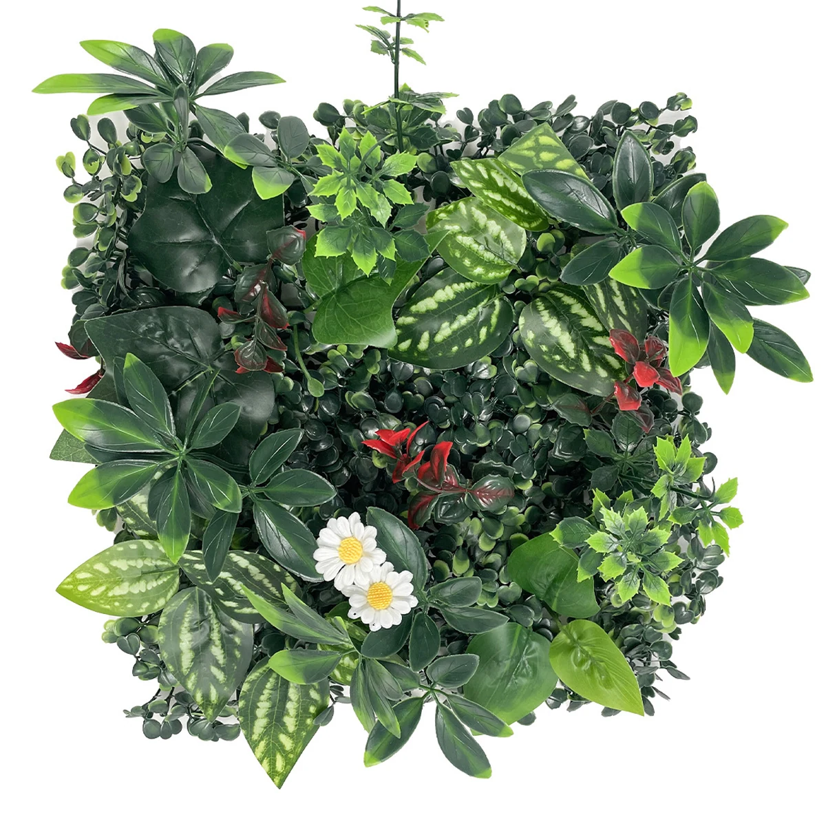 Dark Leaf White Flower Mix artificial mixed green wall panel