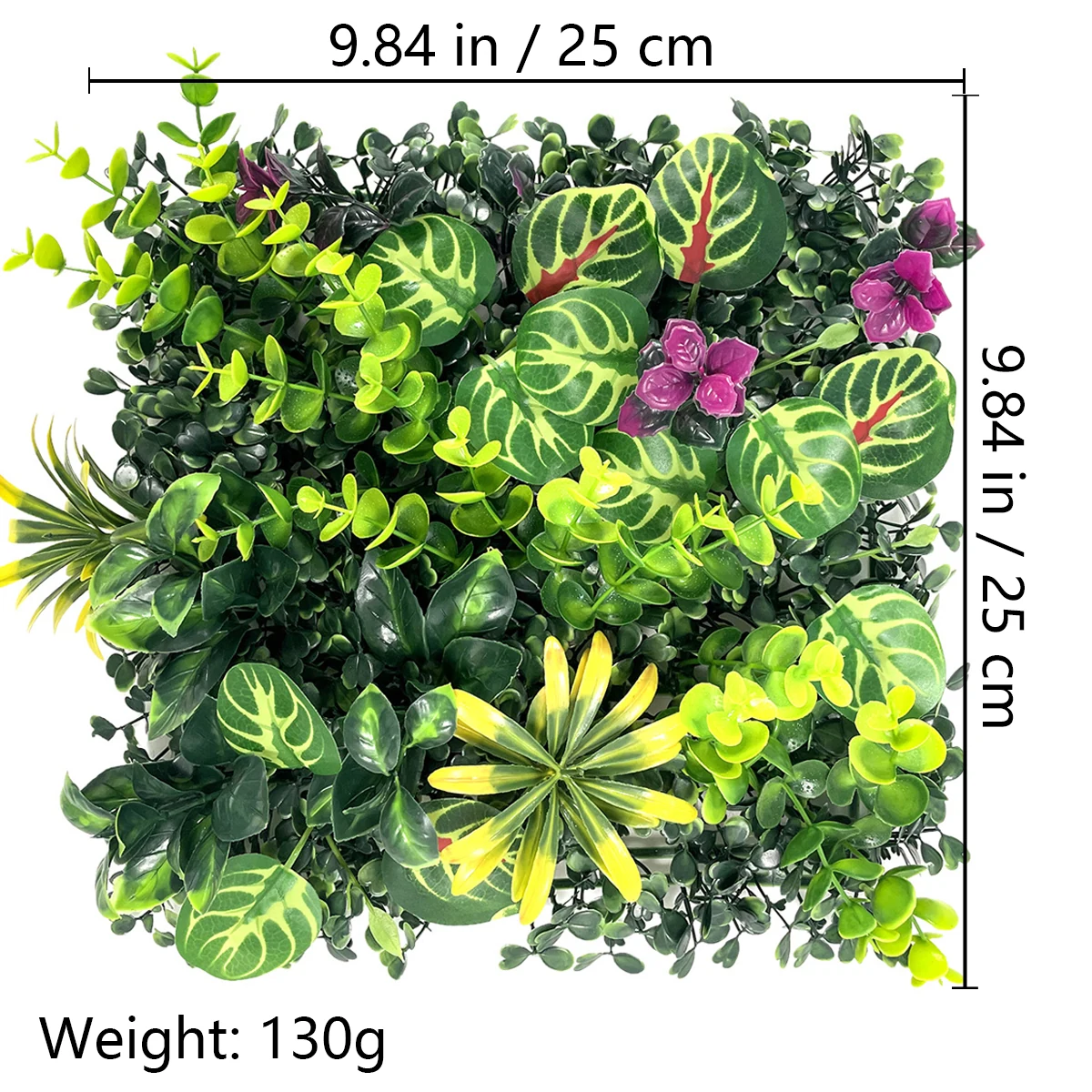 Size diagram for panel artificial mixed green wall panel