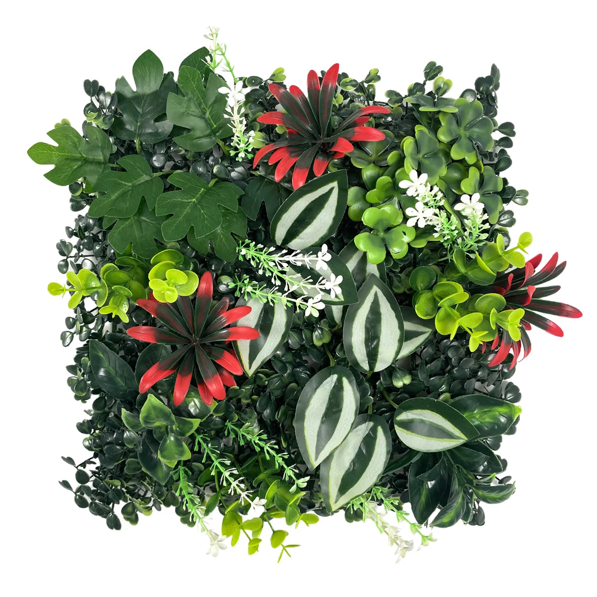 Red Poinsettia Calathea Mix artificial mixed green wall panel