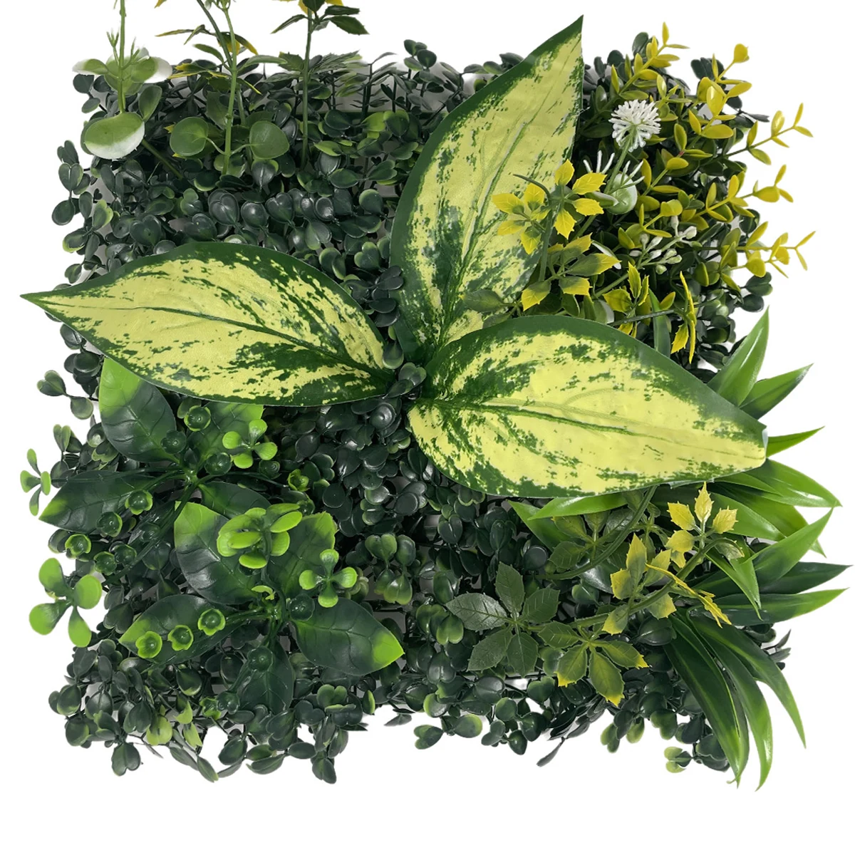 Variegated Dieffenbachia Mix artificial mixed green wall panel