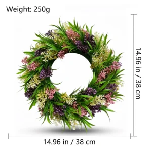 Size and weight diagram for 38 cm artificial mixed greenery wreath