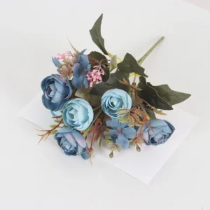 Blue artificial mixed rose flower bouquet