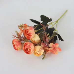Orange artificial mixed rose flower bouquet