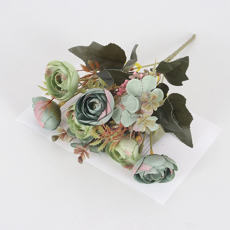 Sage Green artificial mixed rose flower bouquet