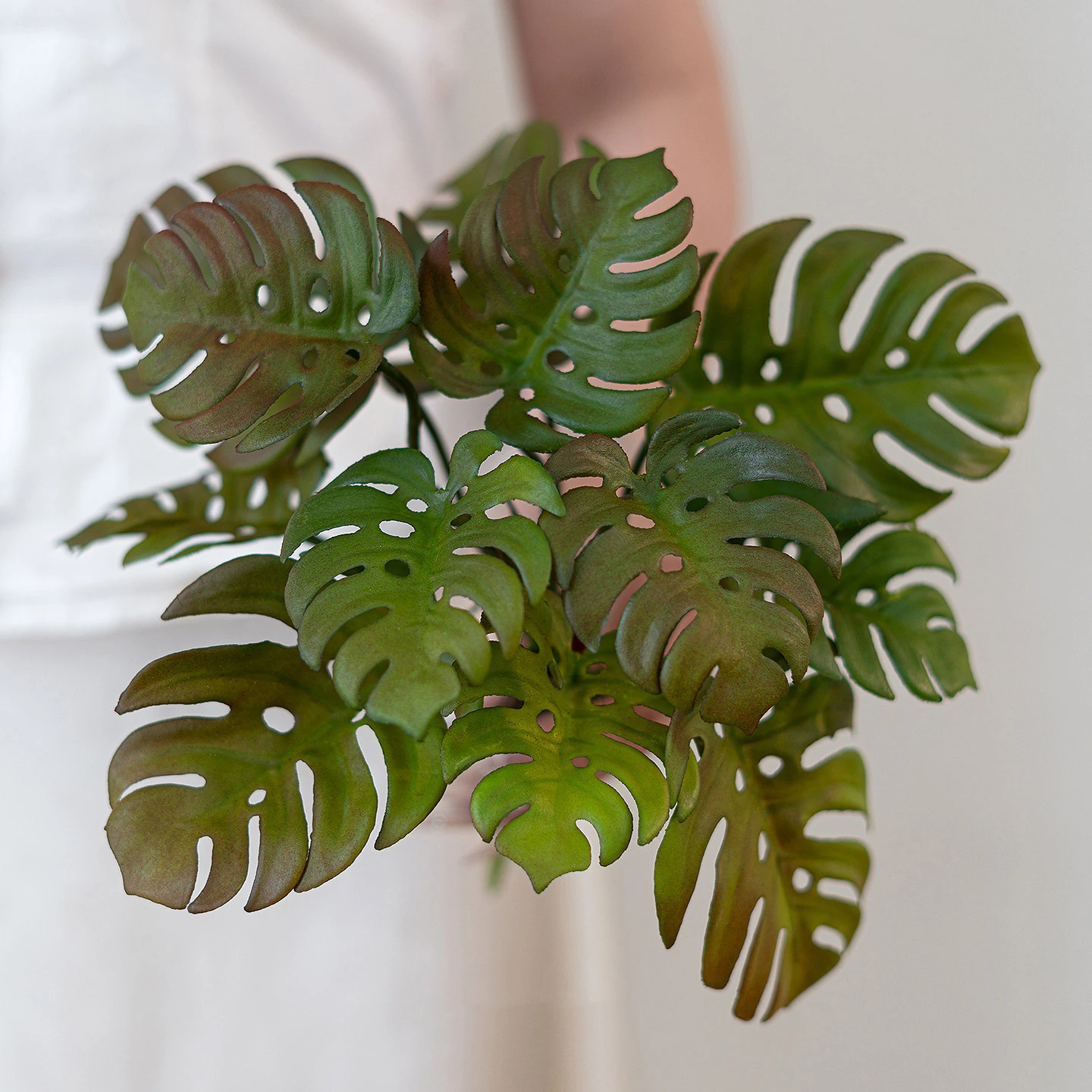 Alternate view of artificial monstera leaf bush