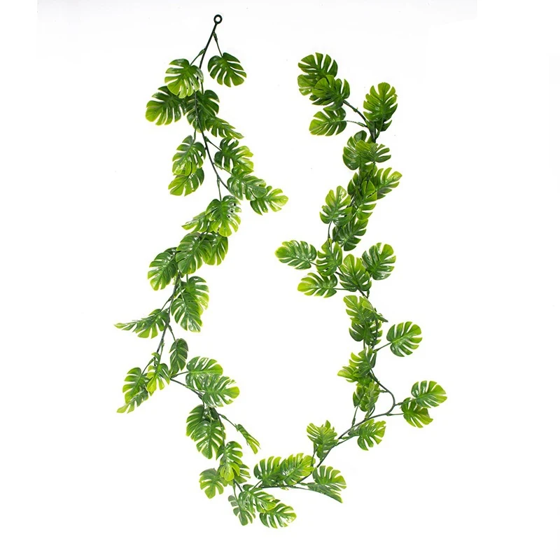 Full-length artificial monstera leaf garland