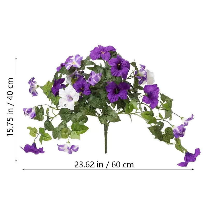 Size diagram for artificial morning glory flower bush, 40 cm