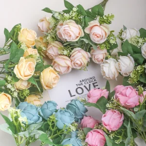 Available colors for artificial Nine-Head Rose Bouquet
