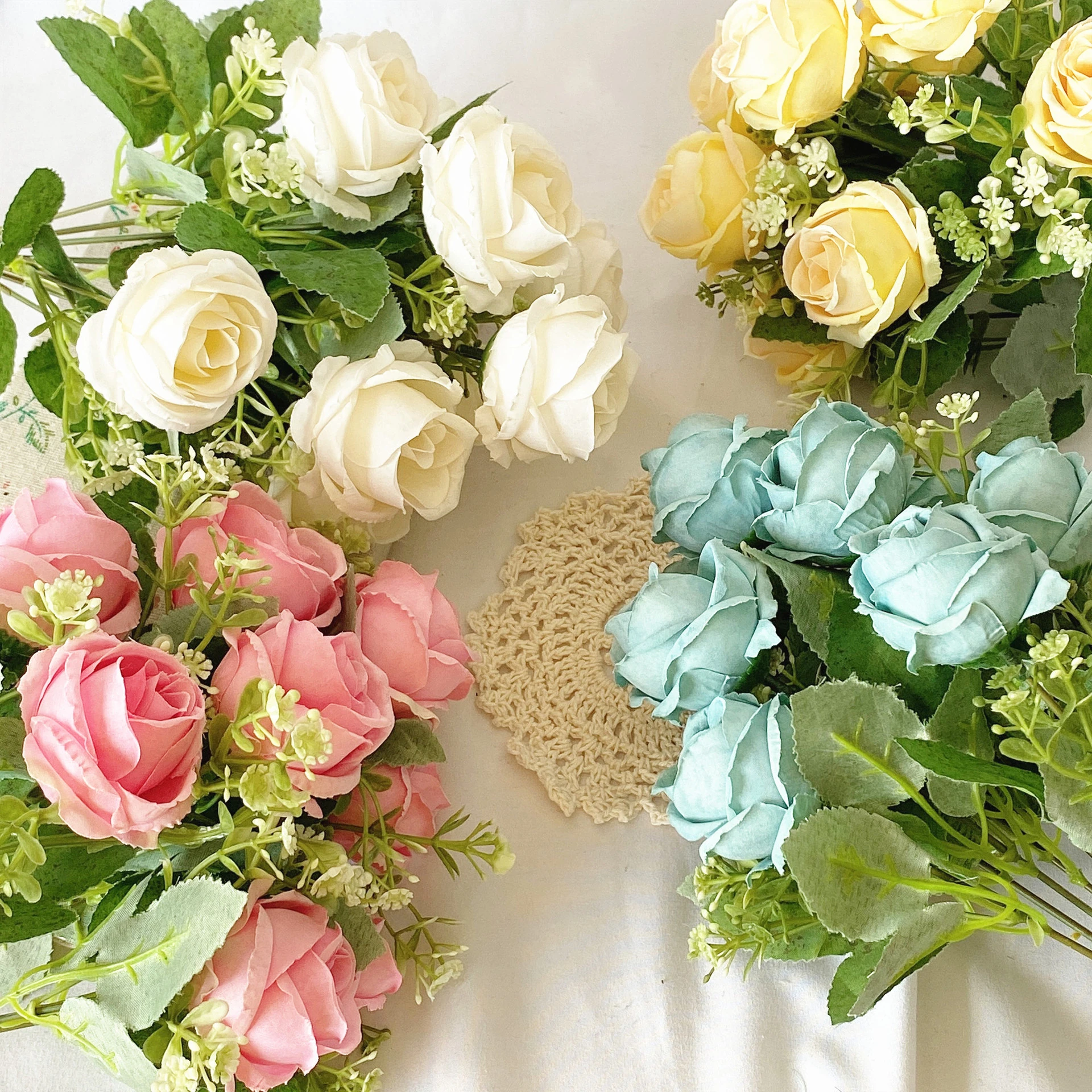 Available colors for artificial Nine-Head Rose Bouquet
