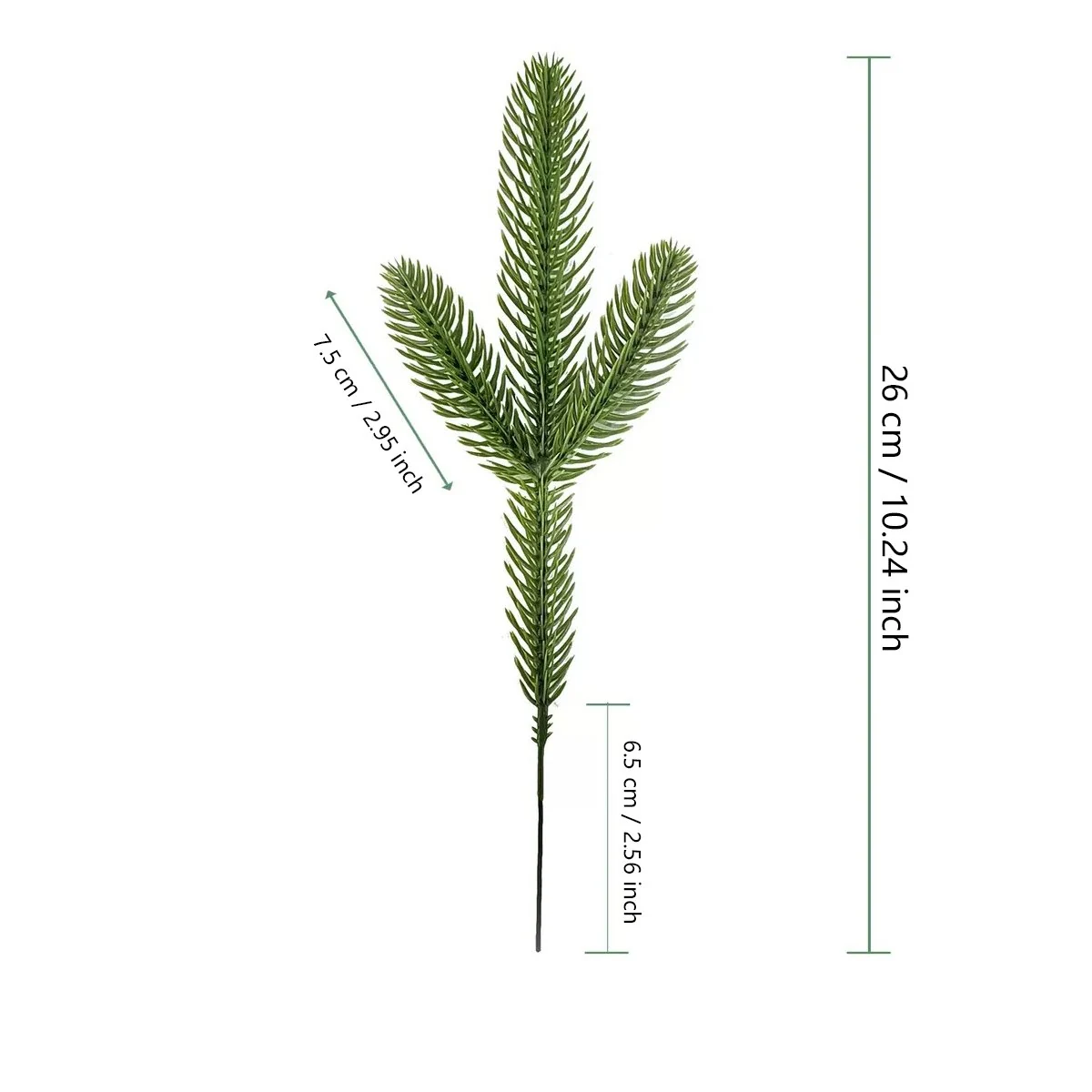 Size diagram for 26 cm artificial Norfolk pine branch