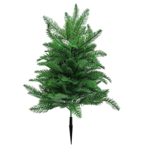 Front view of artificial Norfolk pine with attached ground stake
