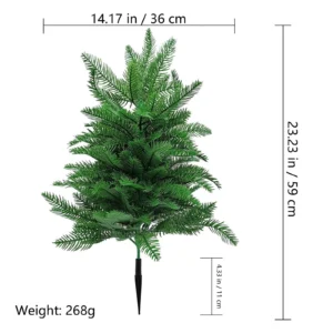 Size diagram for 59 cm artificial Norfolk pine stake with 36 cm width