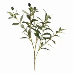 Large 47 cm artificial olive branch with foliage and olive fruit