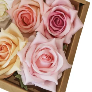 Close-up of pink artificial Open Rose Flower Head