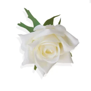 White artificial Open Rose Flower Head, 8 cm