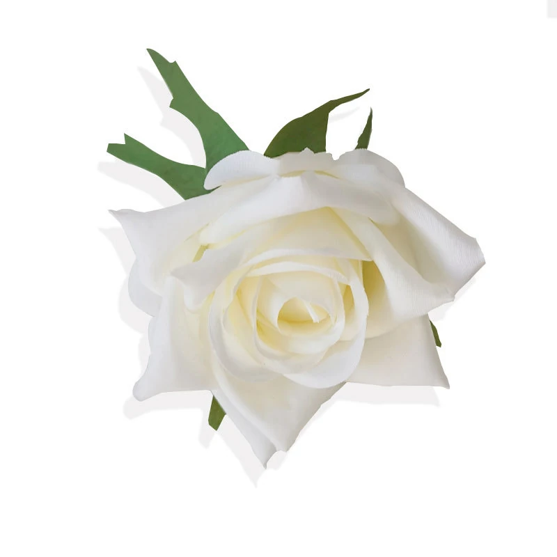 White artificial Open Rose Flower Head, 8 cm