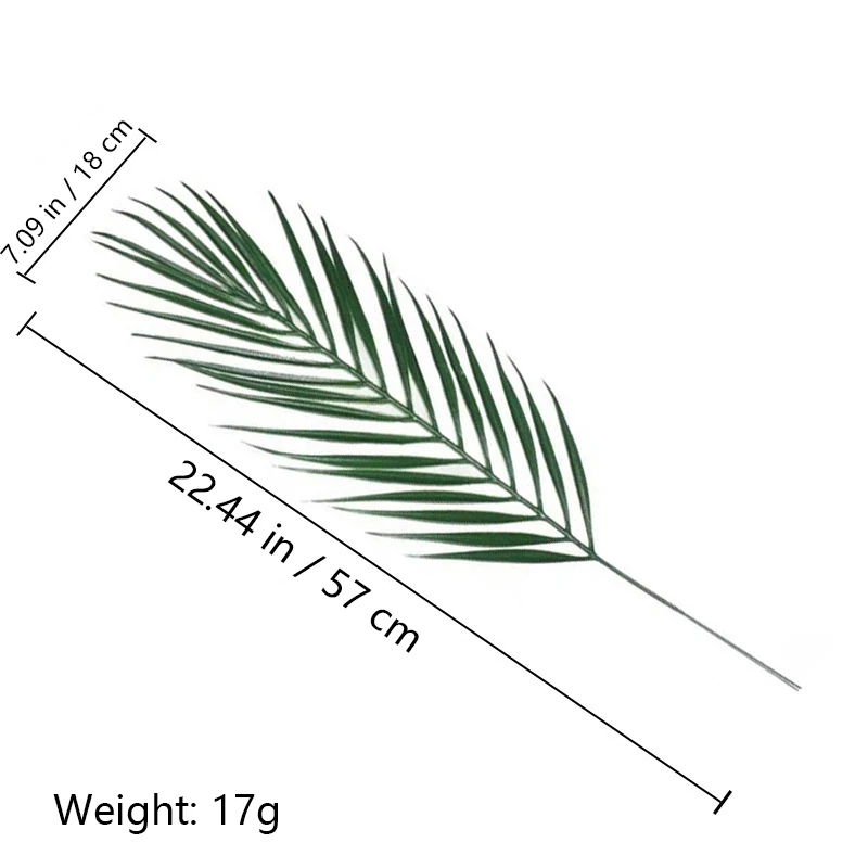 Dark Green artificial Palm Leaf Stem, 57 cm