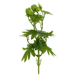Double Green Pod artificial Palmate Leaf Stem with Green Pods, 27 cm