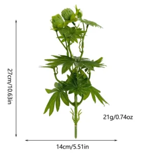Specification diagram for double green pod artificial Palmate Leaf Stem with Green Pods
