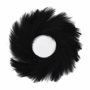 Black artificial pampas grass wreath on a white background