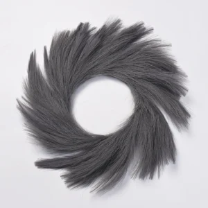 Gray artificial pampas grass wreath on a white background