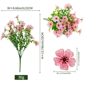 Pink artificial pansy flower bush, 35 cm