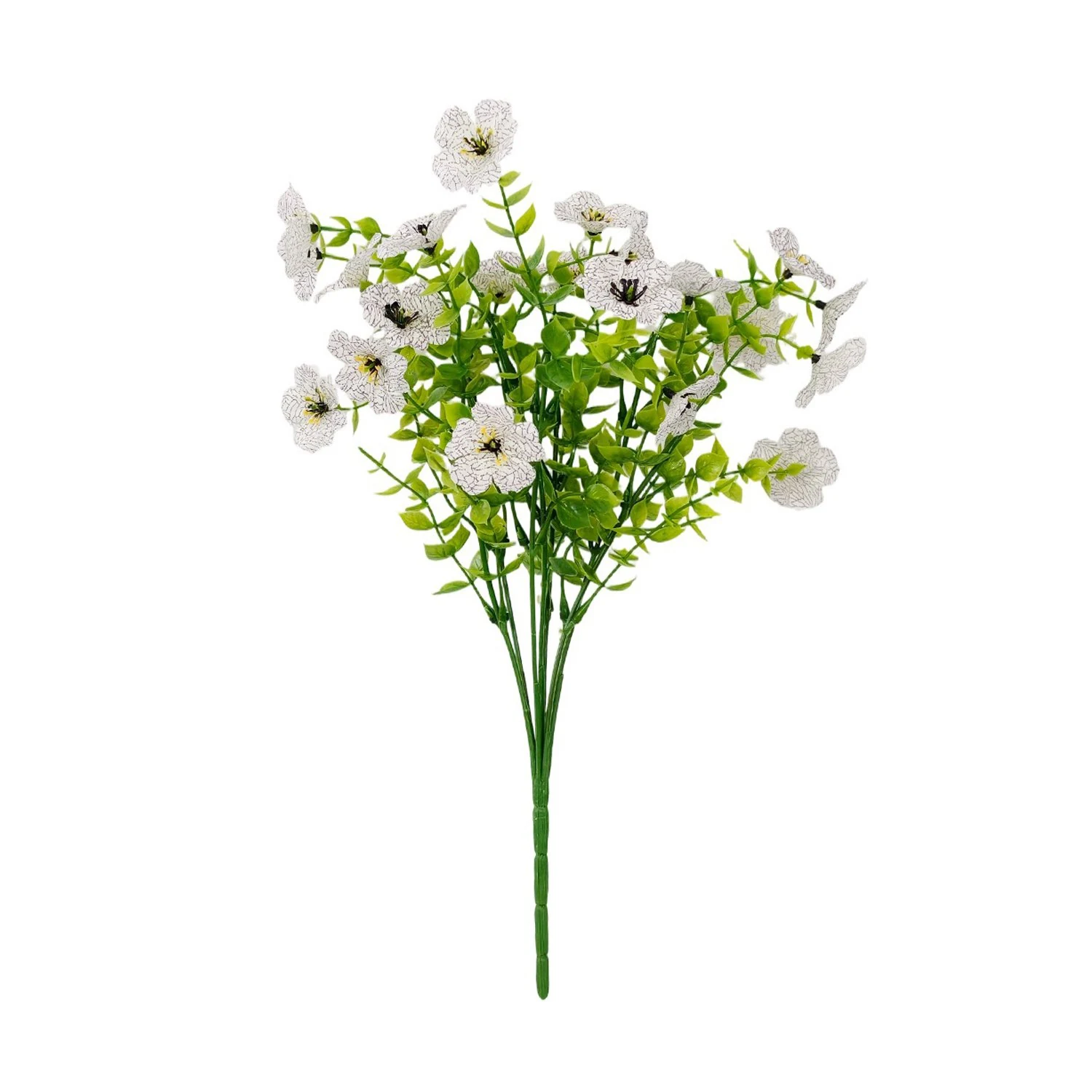 White artificial pansy flower bush, 35 cm