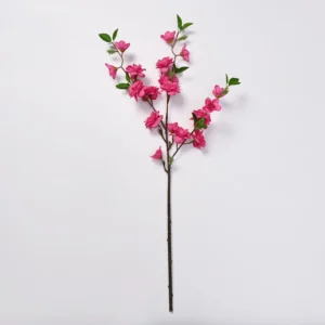 Alternate view of rose pink artificial peach blossom branch
