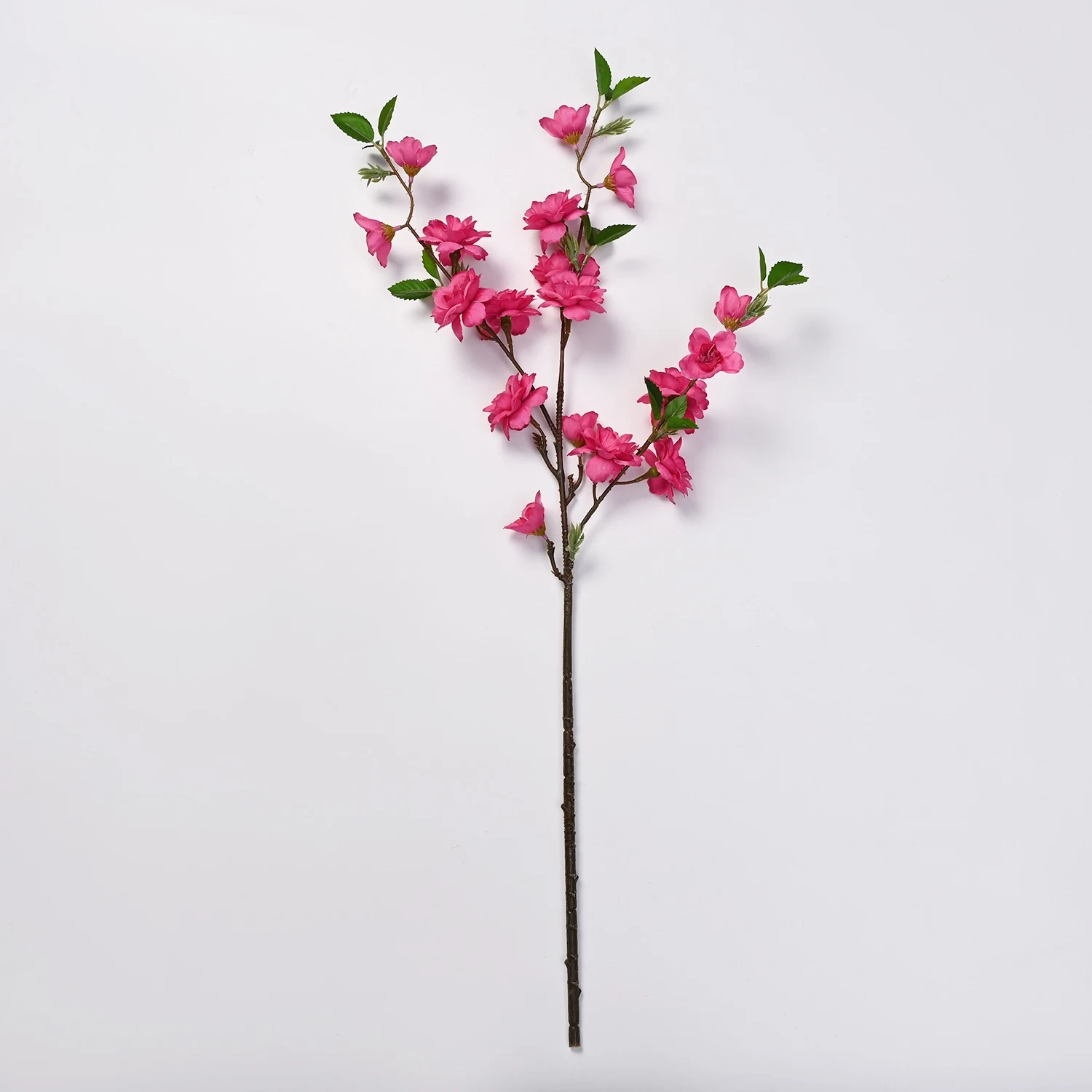 Alternate view of rose pink artificial peach blossom branch