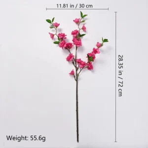 Size diagram for 72 cm rose pink artificial peach blossom branch